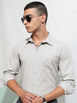 HIGHLANDER - Polyester Checks Grey Shirt
