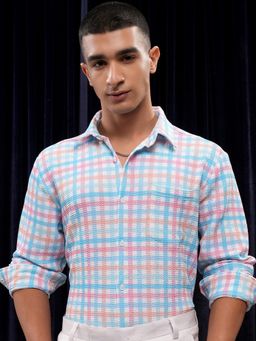 HIGHLANDER - Polyester Checks Multicolour Shirt