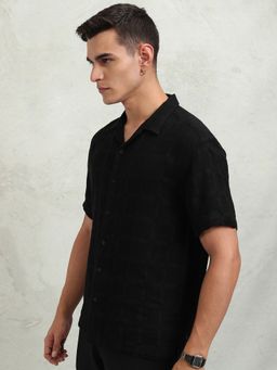 HIGHLANDER - Cotton Textured Black Shirt