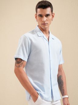 HIGHLANDER - Cotton Textured Blue Shirt
