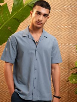 HIGHLANDER - Cotton Solid Blue Shirt