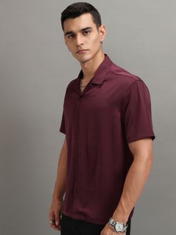 HIGHLANDER - Cotton Solid Maroon Shirt