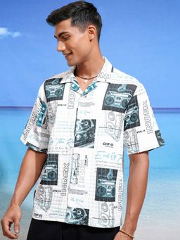 HIGHLANDER - Polyester Printed White Shirt