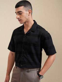 HIGHLANDER - Stripes Cotton Black Shirt