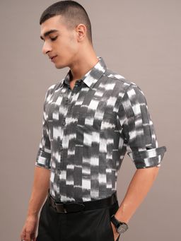 HIGHLANDER - Cotton Grey Printed Shirt