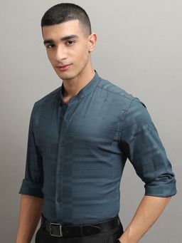 HIGHLANDER - Cotton Self Design Teal Shirt