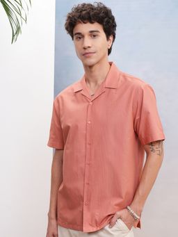 HIGHLANDER - Cotton Textured Pink Shirt