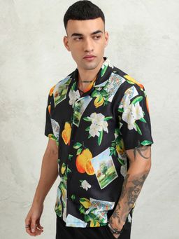 HIGHLANDER - Polyester Printed Black Shirt