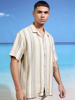 HIGHLANDER - Cotton Stripes Beige Shirt