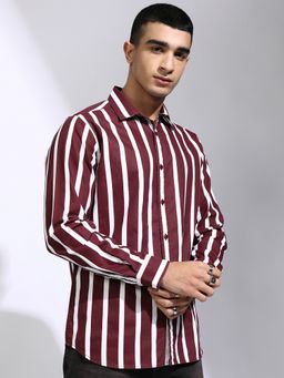 HIGHLANDER - Cotton Stripes Maroon Shirt