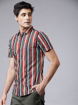 HIGHLANDER - Cotton Stripes Collar Neck Multicolour Shirt