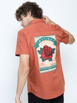 HIGHLANDER - Cotton Printed Rust Shirt