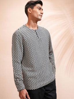 HIGHLANDER - Cotton Blend Checks Black Shirt