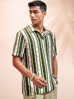 HIGHLANDER - Cotton Blend Stripes Green Shirt