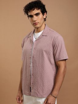 HIGHLANDER - Cotton Mauve Textured Shirt