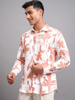 HIGHLANDER - Cotton Printed Peach Shirt