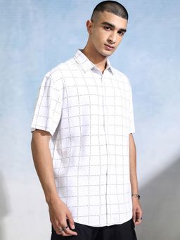 HIGHLANDER - Viscose Checks White Shirt