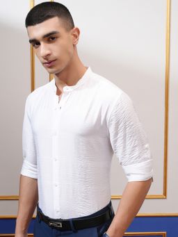 HIGHLANDER - Blended Textured White Shirt