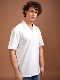 HIGHLANDER - Cotton Textured White Shirt