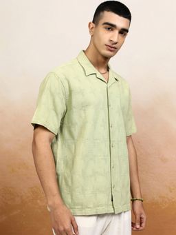 HIGHLANDER - Cotton Textured Green Shirt