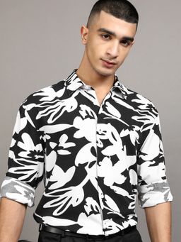 HIGHLANDER - Viscose Printed Black Shirt