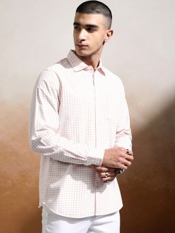 HIGHLANDER - White Checks Slim Fit Casual Shirt