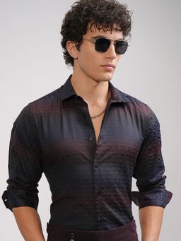 HIGHLANDER - Multi-Colour Self Design Slim Fit Casual Shirt