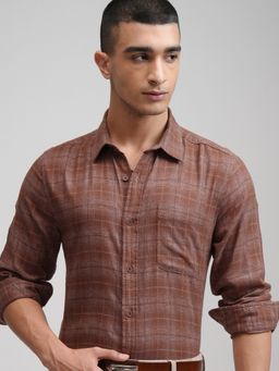 HIGHLANDER - Rust Checks Slim Fit Casual Shirt