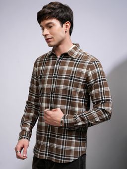 HIGHLANDER - Brown Checks Regular Fit Casual Shirt