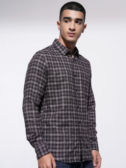 HIGHLANDER - Brown Checks Slim Fit Casual Shirt