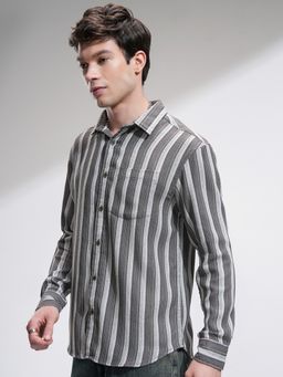 HIGHLANDER - Multi-Colour Stripes Relaxed Fit Casual Shirt