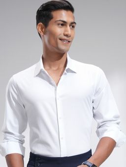 HIGHLANDER - White Stripes Slim Fit Casual Shirt