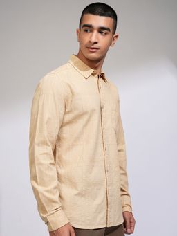 HIGHLANDER - Beige Checks Slim Fit Casual Shirt