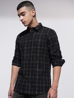 HIGHLANDER - Black Checks Slim Fit Casual Shirt