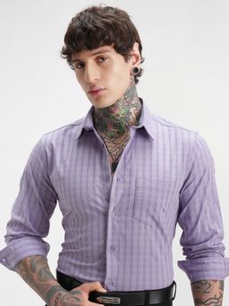 HIGHLANDER - Lavender Stripes Slim Fit Casual Shirt
