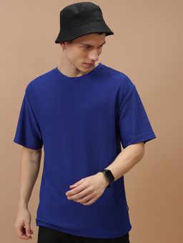 HIGHLANDER - Round Neck Oversized Popcorn Structured T-Shirt