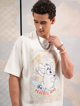 HIGHLANDER - Off White Round Neck Oversized T-Shirt