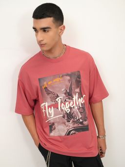 HIGHLANDER - Rust Round Neck Half Sleeve Oversized T Shirt