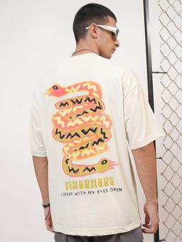 HIGHLANDER - Cream Round Neck Oversized T Shirt
