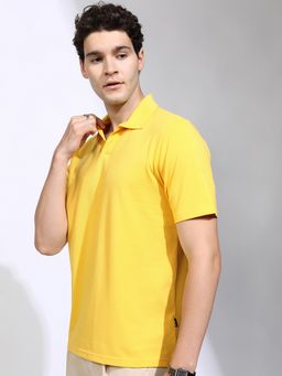 HIGHLANDER - Yellow Polo Collar Short Sleeve Relaxed T-Shirt