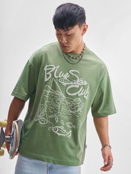HIGHLANDER - Green Round Neck Oversized T-Shirt