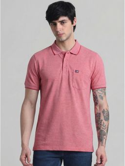 SANDPIPER - Coral Polo Neck Half Sleeve Cotton T-Shirt