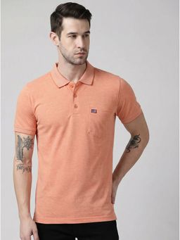 SANDPIPER - Orange Polo Neck Half Sleeve Cotton T-Shirt