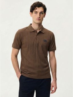 SANDPIPER - Brown Polo Neck Half Sleeve Cotton T-Shirt