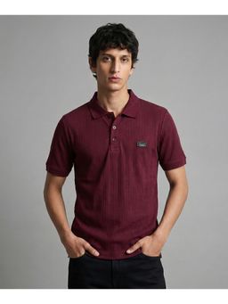 SANDPIPER - Maroon Polo Neck Half Sleeve Cotton T-Shirt