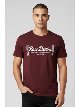 SANDPIPER - Maroon Round Neck Half Sleeve Cotton Lycra T-Shirt