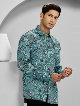 Albino - Aqua Cupro Casual Full Sleeves Shirt