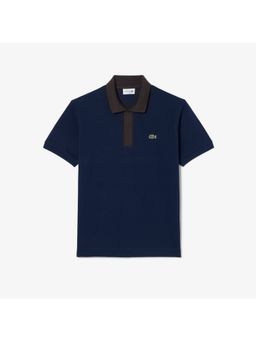 Lacoste - Blue Regular Fit Contrast Collar Polo T-Shirt