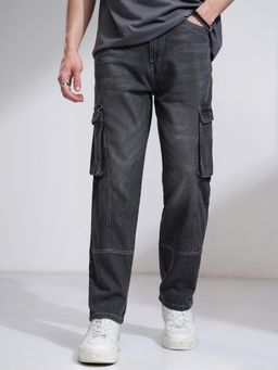 HIGHLANDER - Black Straight Fit Solid Jeans