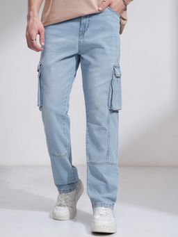 HIGHLANDER - Blue Straight Fit Solid Jeans